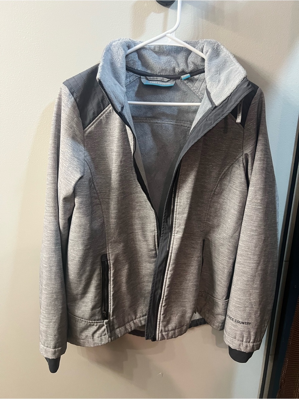 Womans Gray Softshell Jacket with Fleece Lining